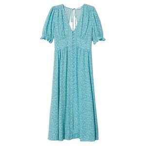 Mango Floral Button Midi Dress Sz 2
